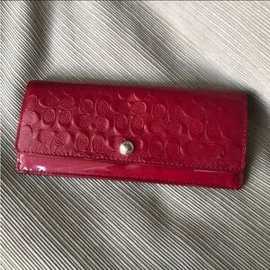 Coach red patent leather wallet